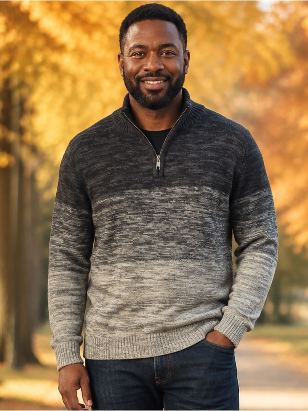 urban pipeline Men's Gray Ombre Half-Zip Sweater